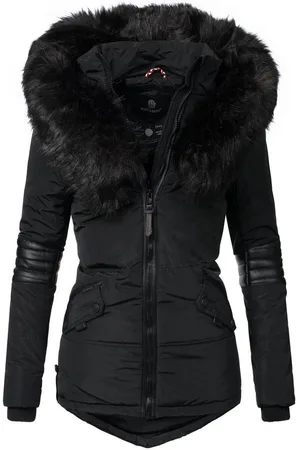 Navahoo Winterjacke Nirvana edle Steppjacke m. schwarzem Kunstpelzkragen