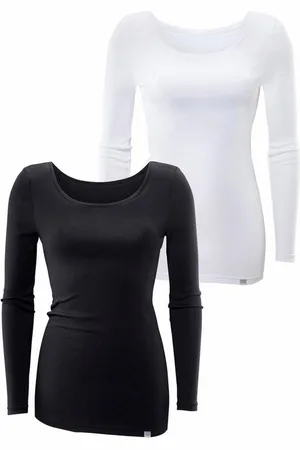 Bench Langarmshirt aus feiner Rippware (2er-Pack) aus weicher Baumwoll-Qualität
