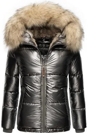 Navahoo Winterjacke Tikunaa warm gefütterte Damen Steppjacke mit Kunstfellkapuze