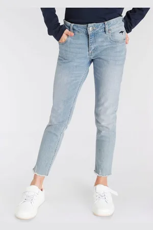 KangaROOS 7/8-Jeans, Stretch-Jeans mit Logo-Stickerei schmale Passform, geschnittene Kante, niedrige Leibhöhe