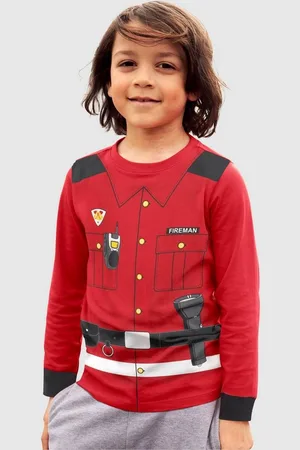 Kidsworld Langarmshirt FEUERWEHR Langarm, Basic-Passform, bedruckt, Rundhalsausschnitt