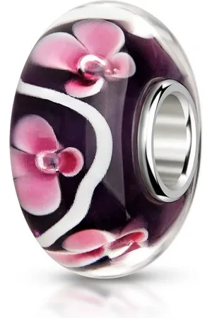 Materia Bead Glasperle Blüten / Blumen Rosa Violett 1036, Hülse aus 925 Sterling Silber - Verkäufer: Schmuck