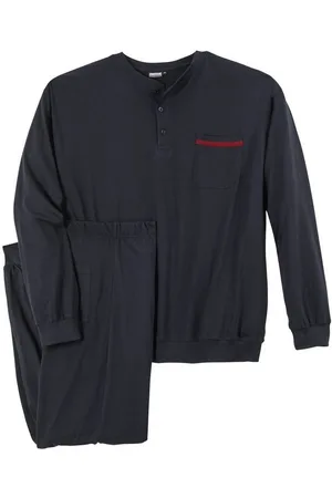 Adamo Pyjama Pyjama Übergröße navy Knopfleiste (2 tlg) - Verkäufer: bigtex