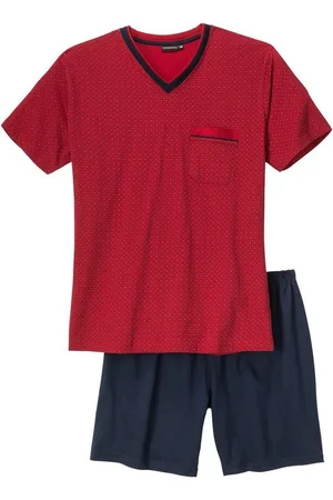 Götzburg Shorty Götzburg XXL Pyjama Shorty rot-dunkelblau gemustert (2 tlg) - Verkäufer: bigtex