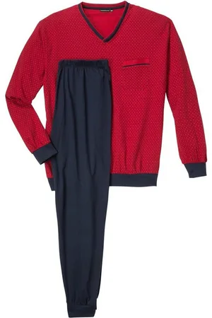 Götzburg Pyjama Götzburg V-Neck XXL Pyjama Muster rot-dunkelblau (2 tlg) - Verkäufer: bigtex