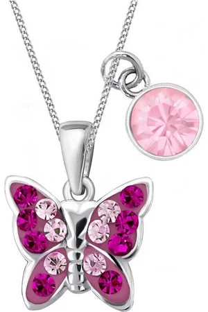 Goldene Hufeisen Kette mit Anhänger Schmetterling Kristall Halskette 925 Sterling Silber mit Zirkonia (3-tlg, inkl. Etui), Schmuckset, Geburtstag, Weihnachten - Verkäufer: