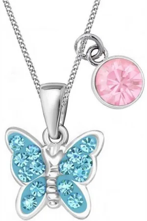 Goldene Hufeisen Kette mit Anhänger Schmetterling Kristall Halskette 925 Sterling Silber mit Zirkonia (3-tlg, inkl. Etui), Schmuckset, Geburtstag, Weihnachten - Verkäufer: