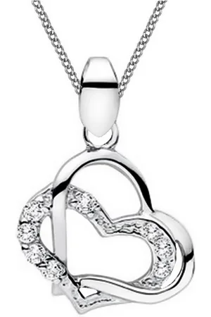 Goldene Hufeisen Herzkette Herz Anhänger mit Kette aus 925 Sterling Silber Rhodiniert Halskette (2-tlg, inkl. Etui), 925 Sterling Silber Silberschmuck für Damen, mit Zirkonia - Verkäufer:
