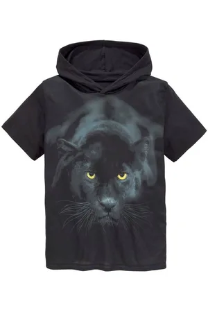Kidsworld T-Shirt, Kapuzen-T-Shirt mit Fotoprint: PANTHER Kurzarm, modische Passform, mit stylischem Druck