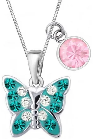Goldene Hufeisen Kette mit Anhänger Schmetterling Kristall Halskette 925 Sterling Silber mit Zirkonia (3-tlg, inkl. Etui), Schmuckset, Geburtstag, Weihnachten - Verkäufer: