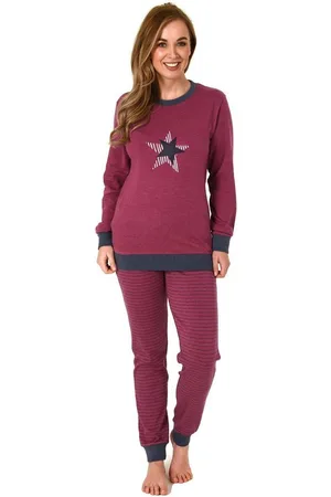 Normann Pyjama Kuscheliger Interlock Damen Pyjama mit Bündchen und Sternenmotiv - Verkäufer: Fairway