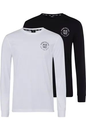 H.I.S Langarmshirt (Packung, 2-tlg., 2er-Pack) Langarm, bedruckt, Rundhalsausschnitt, aus 100% Baumwolle