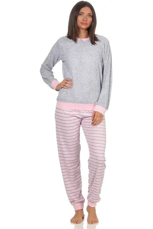 Normann Pyjama Damen Frottee Pyjama langarm mit Bündchen und Pinguin Stickerei - Verkäufer: Fairway