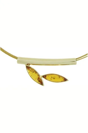 Ostsee-Schmuck Kette mit Anhänger - Gleiter-Caja - Gold 333/000 - Bernstein (2-tlg) - Verkäufer: