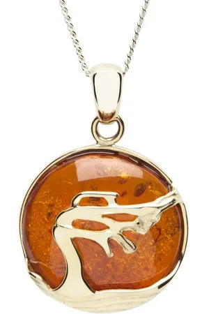 Ostsee-Schmuck Kette mit Anhänger - Windflüchter 21 mm - Gold 333/000 - Bernstein (2-tlg) - Verkäufer: