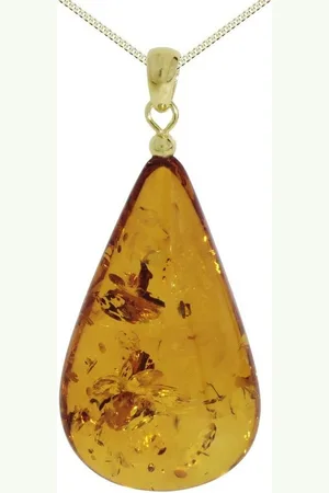Ostsee-Schmuck Kette mit Anhänger - Tropfen ca. 42 mm lang - Silber 925/000, (2-tlg) - Verkäufer:
