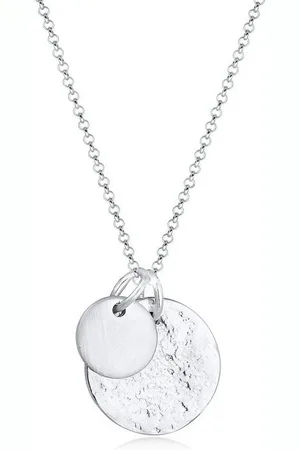 Elli Kette mit Anhänger Plättchen Münzen Organic Look 925 Silber