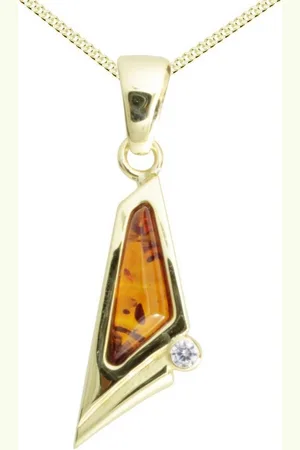 Ostsee-Schmuck Kette mit Anhänger - Agneta - Silber 925/000, vergoldet - Bernstein/Z (2-tlg) - Verkäufer: