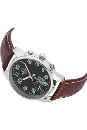 Master Time Funkuhr Basic MTLA-10762-22L, Armbanduhr, Quarzuhr, Damenuhr, Datum, Leuchtzeiger, Lederarmband