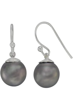 Zeeme Paar Ohrhänger Silber 925 mit 2 grauen Perlen 10mm