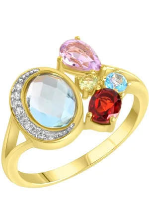 Firetti Fingerring Schmuck Geschenk Silber 925 Silberring Mix, mit Amethyst, Blautopas (beh), Granat, Peridot, Zirkonia (synth)