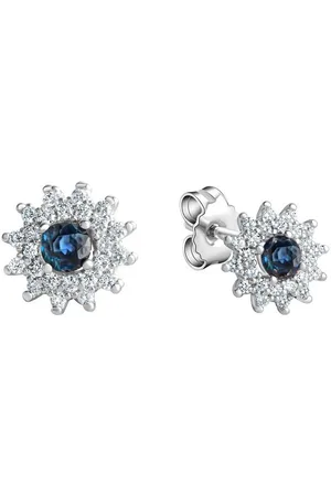 Orolino Paar Ohrstecker 585 Gold mit Brillanten 0,22ct. und Safir blau