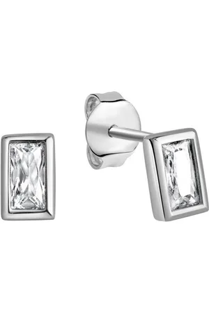 Firetti Paar Ohrstecker Schmuck Geschenk Silber 925 Ohrschmuck Rechteck, mit Zirkonia (synth)
