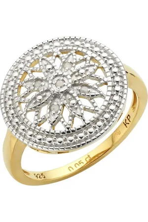 ELLEN K. Fingerring Silber 925 vergoldet mit 5x Diamant zus. 0,05ct.