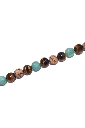 Firetti Collier Schmuck Geschenk Halsschmuck Halskette Farbstein Edelstein Tigerauge, Made in Germany - mit Amazonit, Jade, Tigerauge
