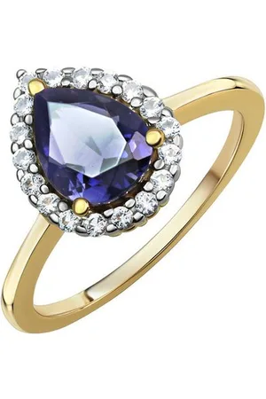 ELLEN K. Fingerring Gold 585 Iolith + Weißtopas