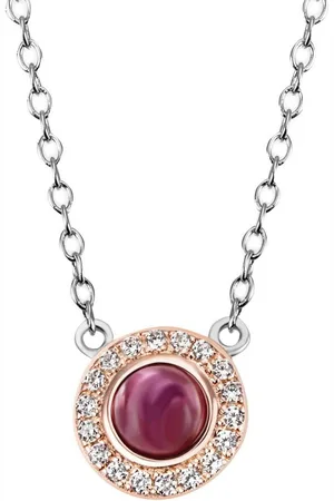 Firetti Kette mit Anhänger Schmuck Geschenk Silber 925 Halsschmuck Halskette Ankerkette, mit Turmalin, Zirkonia (synth)