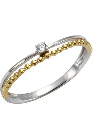 CELESTA Fingerring 375 Gold zweifarbig Zirkonia weiß
