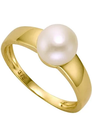 ELLEN K. Fingerring Gold 375 Perle weiß 7,5-8mm
