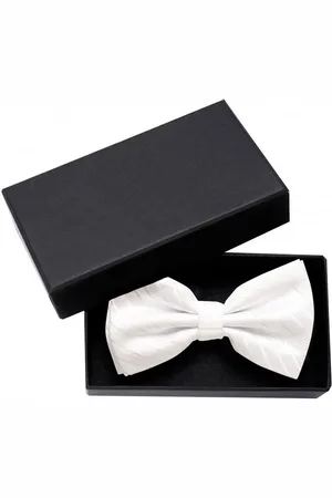 Fabio Farini Fliege Weiße Herren Fliegen - Männer Querbinder Vorgebunden Bowtie (Gestreift) Streifen - - White Snake - Verkäufer:
