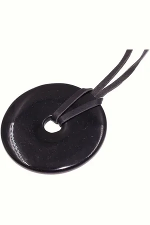 Firetti Kette mit Anhänger Schmuck Geschenk Donut, Made in Germany - mit Onyx, Aventurin, Dalmatiner Jaspis oder Obsidian
