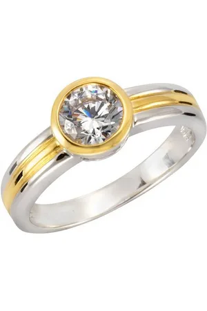 CELESTA Fingerring 925 Sterling Silber zweifarbig Zirkonia
