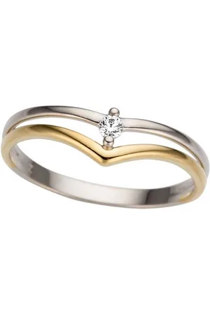 Firetti Goldring Schmuck Geschenk Gold 585, bicolor, zweifarbig, poliert, mit Brillant