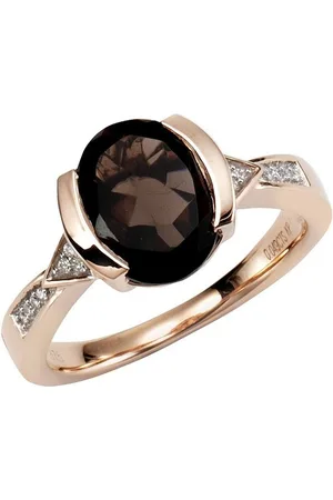 ELLEN K. Fingerring 375/- Gold Rauchquarz mit Diamant 0,04ct.