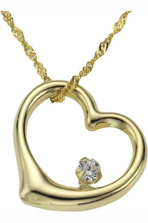 ELLEN K. Kette mit Anhänger Gold 333 Herz Motiv Zirkonia weiß