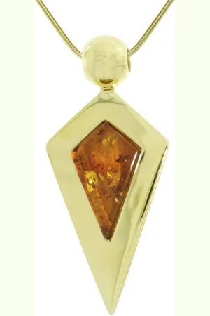 Ostsee-Schmuck Kette mit Anhänger - Erka - Silber 925/000, vergoldet - Bernstein (2-tlg) - Verkäufer: