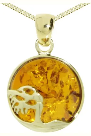 Ostsee-Schmuck Kette mit Anhänger - Windflüchter 16 mm - Silber 925/000, vergoldet - (2-tlg) - Verkäufer: