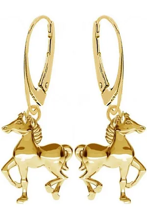 Goldene Hufeisen Paar Ohrhänger Pferd stabile Brisur Ohrringe aus 925 Sterling Silber Pferde (1 Paar, inkl. Etui), Vergoldet - Verkäufer: