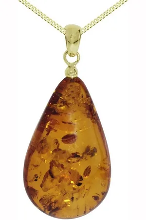 Ostsee-Schmuck Kette mit Anhänger - Tropfen ca. 38 mm lang - Silber 925/000, (2-tlg) - Verkäufer: