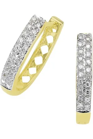 ELLEN K. Paar Creolen Gold 585 zweifarbig mit 40x Diamant zus. 0,20ct.