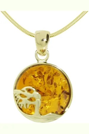 Ostsee-Schmuck Kette mit Anhänger - Windflüchter 16 mm - Gold 333/000 - Bernstein (2-tlg) - Verkäufer: