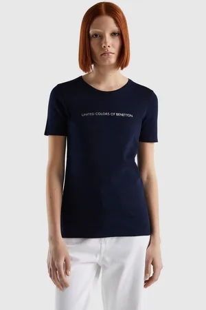 Benetton T-Shirt (1-tlg) mit glitzerndem Druck