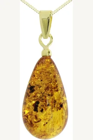 Ostsee-Schmuck Kette mit Anhänger - Tropfen ca. 17 mm lang - Silber 925/000, (2-tlg) - Verkäufer: