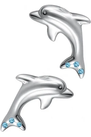 Goldene Hufeisen Paar Ohrstecker Delfin Ohrstecker aus 925 Sterling Silber mit Zirkonia Kristall (1 Paar, inkl. Etui), Rhodiniert - Verkäufer:
