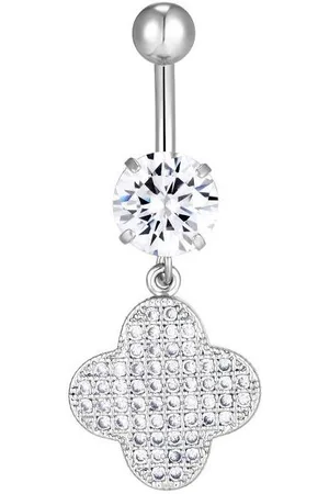 Karisma Bauchnabelpiercing Bananabell Anhänger Kleeblatt Tropfen Edelstahl 316L Zirkonia HB373 - Verkäufer: Schmuck