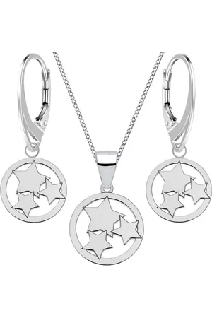 Goldene Hufeisen Schmuckset Halskette Sterne Ohrringe 925 Silber Mädchen Schmuckset (4-tlg, inkl. Etui), Geschenkset - Verkäufer: